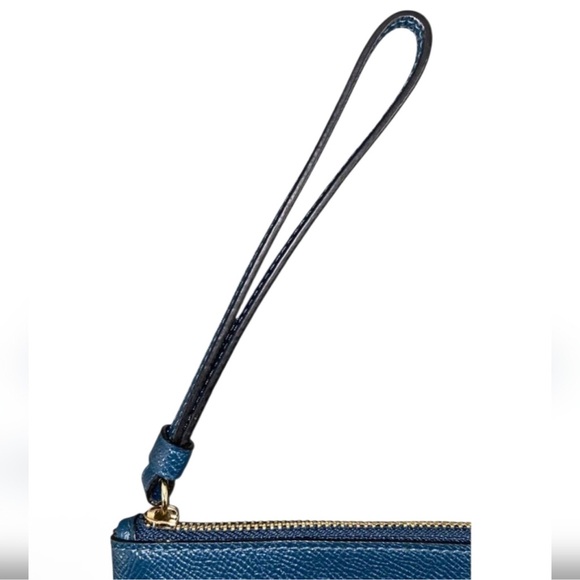 Coach Midnight Blue Large Corner Zip Wristlet